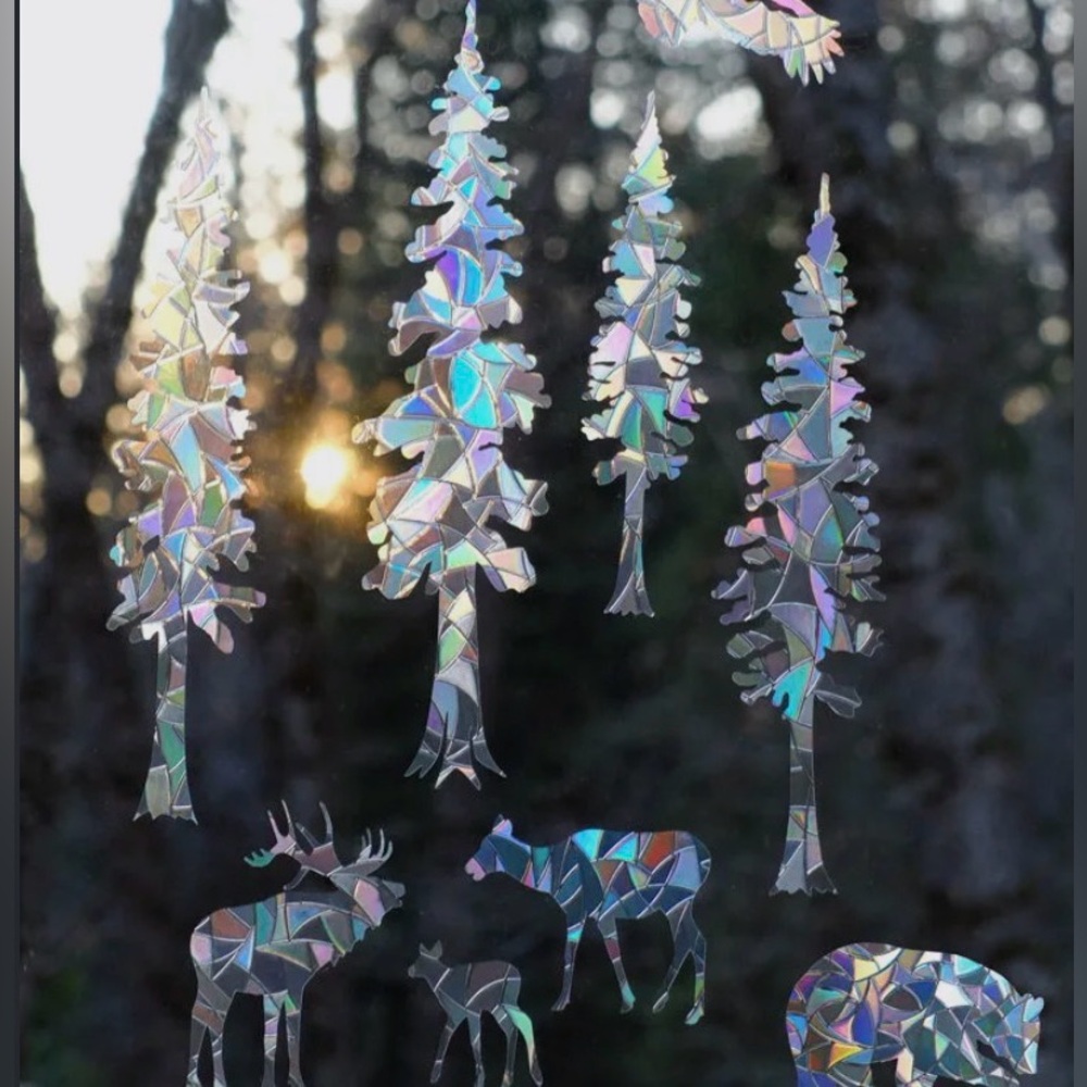 Window Gems Removable Window Cling Decals Forest Creatures -Prevent Bird Strikes